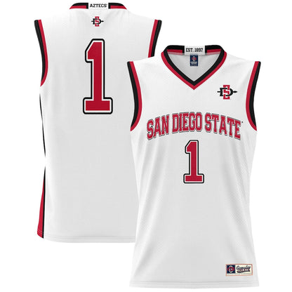 Gameday Greats 1 White San Diego State Aztecs Lightweight Basketball Fashion Jersey - retro stitched basketball jersey for Gameday Greats fans
