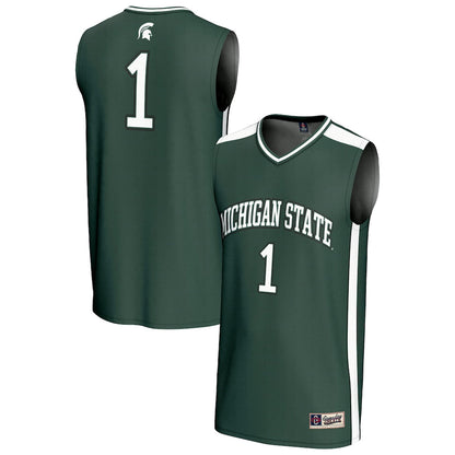 Gameday Greats 1 Green Michigan State Spartans Lightweight Collegiate Basketball Fashion Jersey - retro stitched basketball jersey for Gameday Greats fans