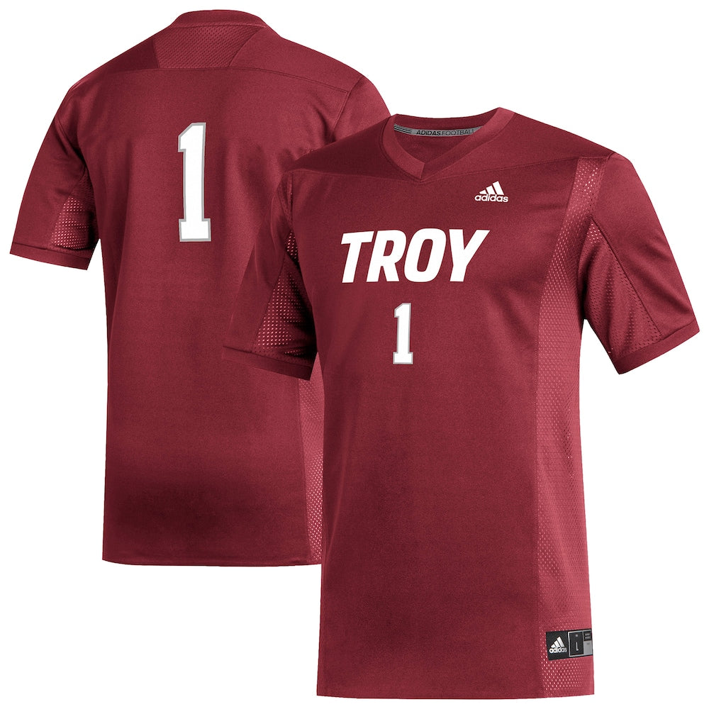 1 Cardinal Troy University Trojans Replica Football Jersey - retro stitched football jersey for 1 Cardinal fans