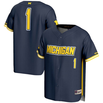 Gameday Greats 1 Navy Michigan Wolverines Lightweight Baseball Fashion Jersey - retro stitched baseball jersey for Gameday Greats fans