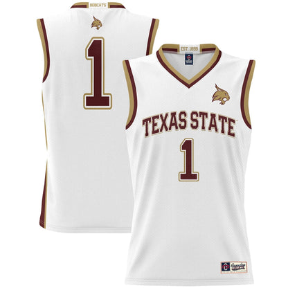 Gameday Greats 1 White Texas State Bobcats Lightweight Basketball Jersey - retro stitched basketball jersey for Gameday Greats fans