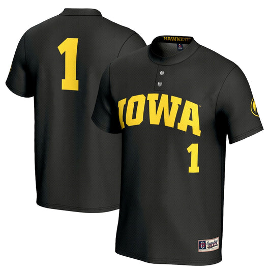 Gameday Greats 1 Black Iowa Hawkeyes Softball Lightweight Fashion Jersey - retro stitched jersey jersey for Gameday Greats fans