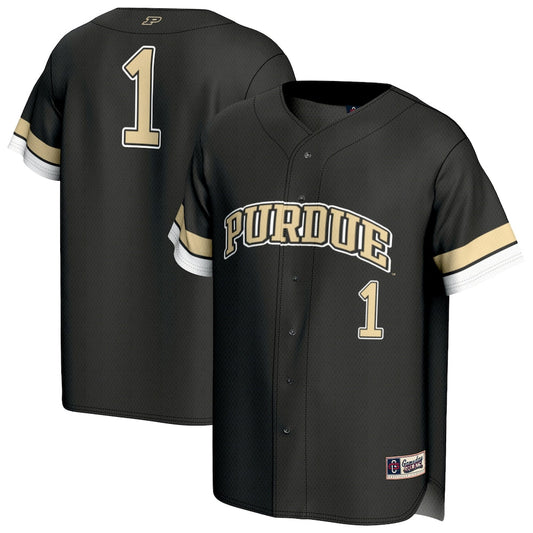 Gameday Greats 1 Black Purdue Boilermakers Lightweight Collegiate Baseball Fashion Jersey - retro stitched baseball jersey for Gameday Greats fans