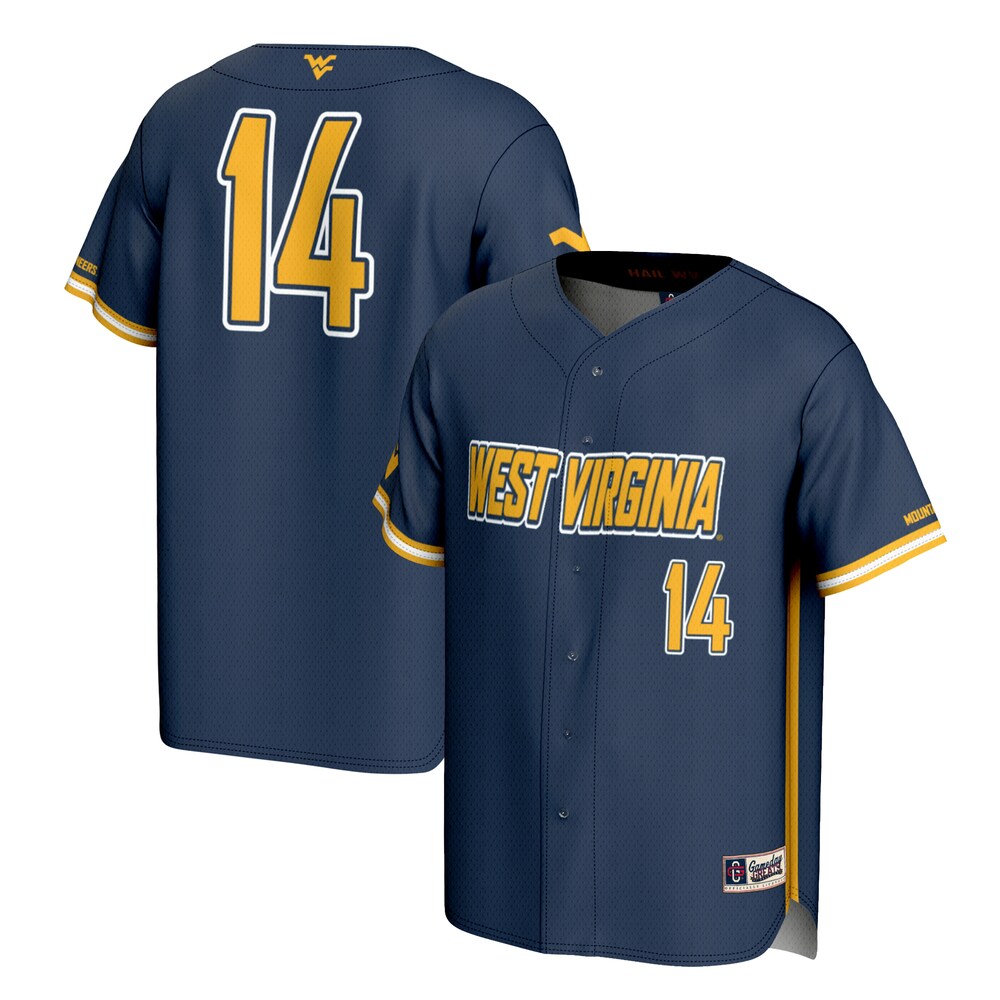 Gameday Greats 14 Navy West Virginia Mountaineers Lightweight Baseball Fashion Jersey - retro stitched baseball jersey for Gameday Greats fans