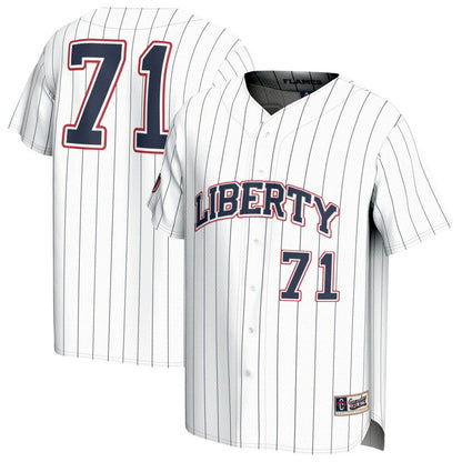 Adult Gameday Greats 71 White Liberty Flames Lightweight Collegiate Baseball Fashion Jersey - retro stitched baseball jersey for Adult Gameday fans