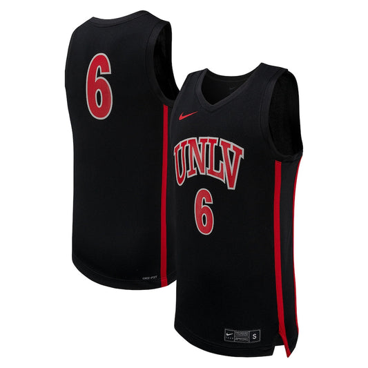 6 Black Unlv Rebels Replica Basketball Jersey - retro stitched basketball jersey for 6 Black fans