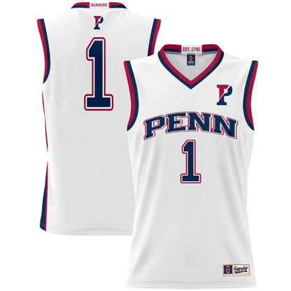 Gameday Greats 1 White Pennsylvania Quakers Lightweight Basketball Jersey - retro stitched basketball jersey for Gameday Greats fans