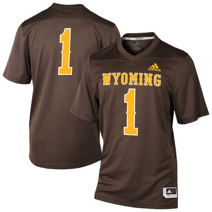 1 Brown Wyoming Cowboys Replica Football Jersey - retro stitched football jersey for 1 Brown fans