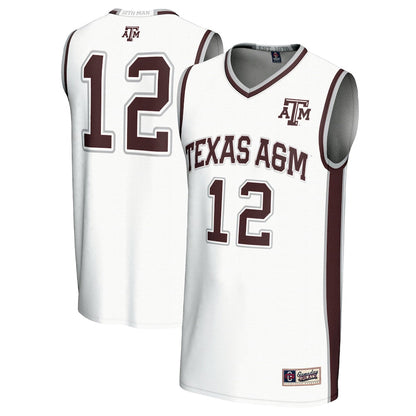 Gameday Greats 12 White Texas Am Aggies Basketball Lightweight Fashion Jersey - retro stitched basketball jersey for Gameday Greats fans