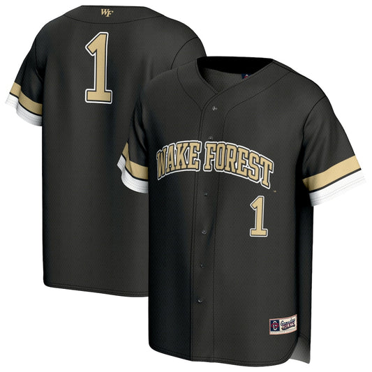 Gameday Greats 1 Black Wake Forest Demon Deacons Lightweight Collegiate Baseball Fashion Jersey - retro stitched baseball jersey for Gameday Greats fans