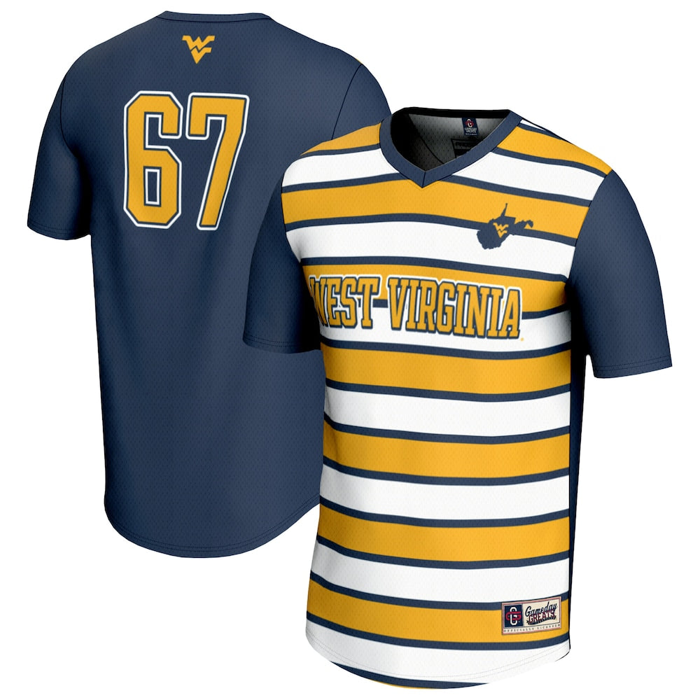Gameday Greats 67 Navy West Virginia Mountaineers Lightweight Soccer Fashion Jersey - retro stitched jersey jersey for Gameday Greats fans