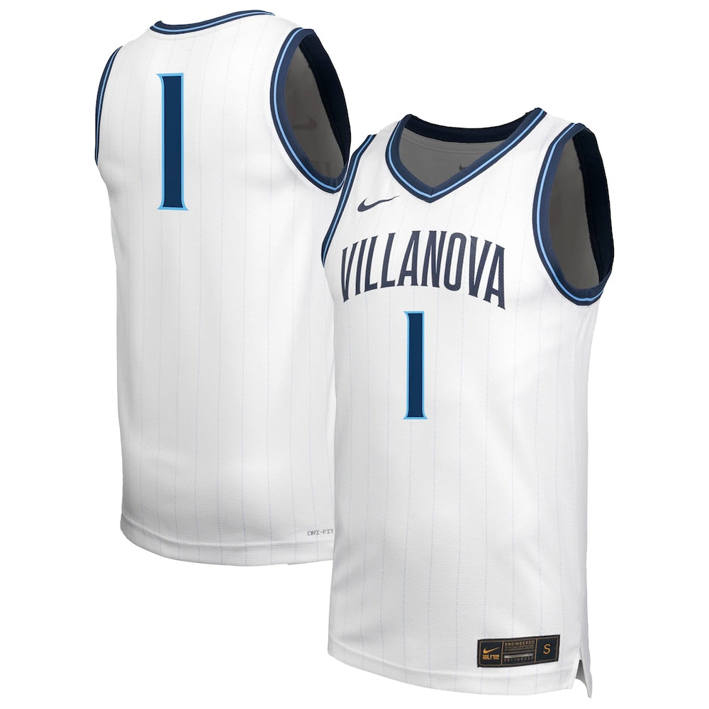White Villanova Wildcats 1 Retro Replica Basketball Jersey - retro stitched basketball jersey for White Villanova fans