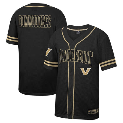 Colosseum Black Vanderbilt Commodores Free Spirited Mesh Button Up Baseball Jersey - retro stitched baseball jersey for Colosseum Black fans