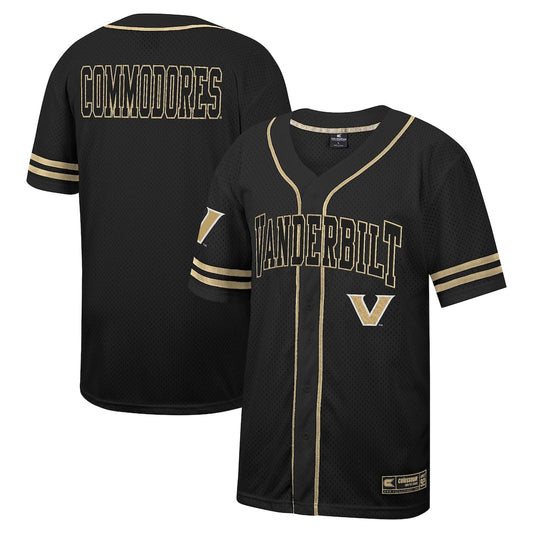 Colosseum Black Vanderbilt Commodores Free Spirited Mesh Button Up Baseball Jersey - retro stitched baseball jersey for Colosseum Black fans