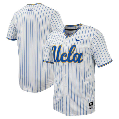 White Ucla Bruins Pinstripe Replica Baseball Jersey - retro stitched baseball jersey for White Ucla fans