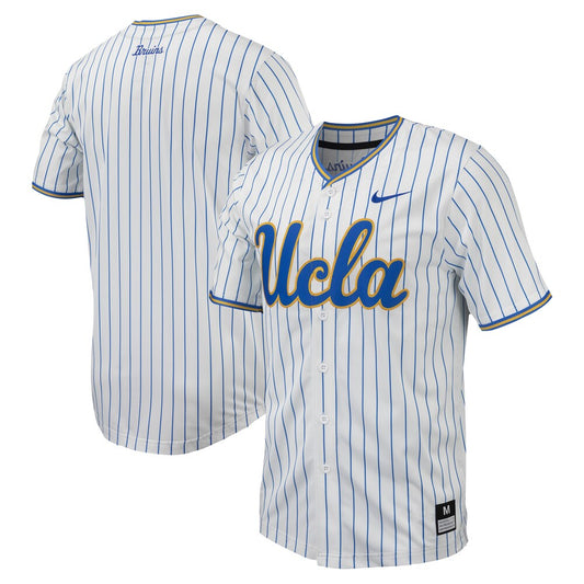 White Ucla Bruins Pinstripe Replica Baseball Jersey - retro stitched baseball jersey for White Ucla fans