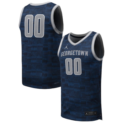 Jordan Brand 00 Navy Georgetown Hoyas Replica Basketball Jersey - retro stitched basketball jersey for Jordan Brand fans