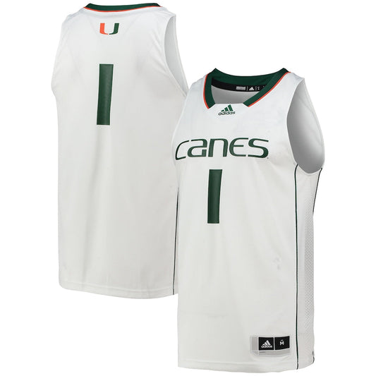 1 White Miami Hurricanes Team Swingman Basketball Jersey - retro stitched basketball jersey for 1 White fans