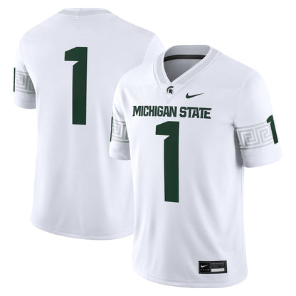 1 White Michigan State Spartans Game Jersey - retro stitched jersey jersey for 1 White fans