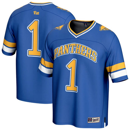 Gameday Greats 1 Royal Pitt Panthers Lightweight Collegiate Football Fashion Jersey - retro stitched football jersey for Gameday Greats fans