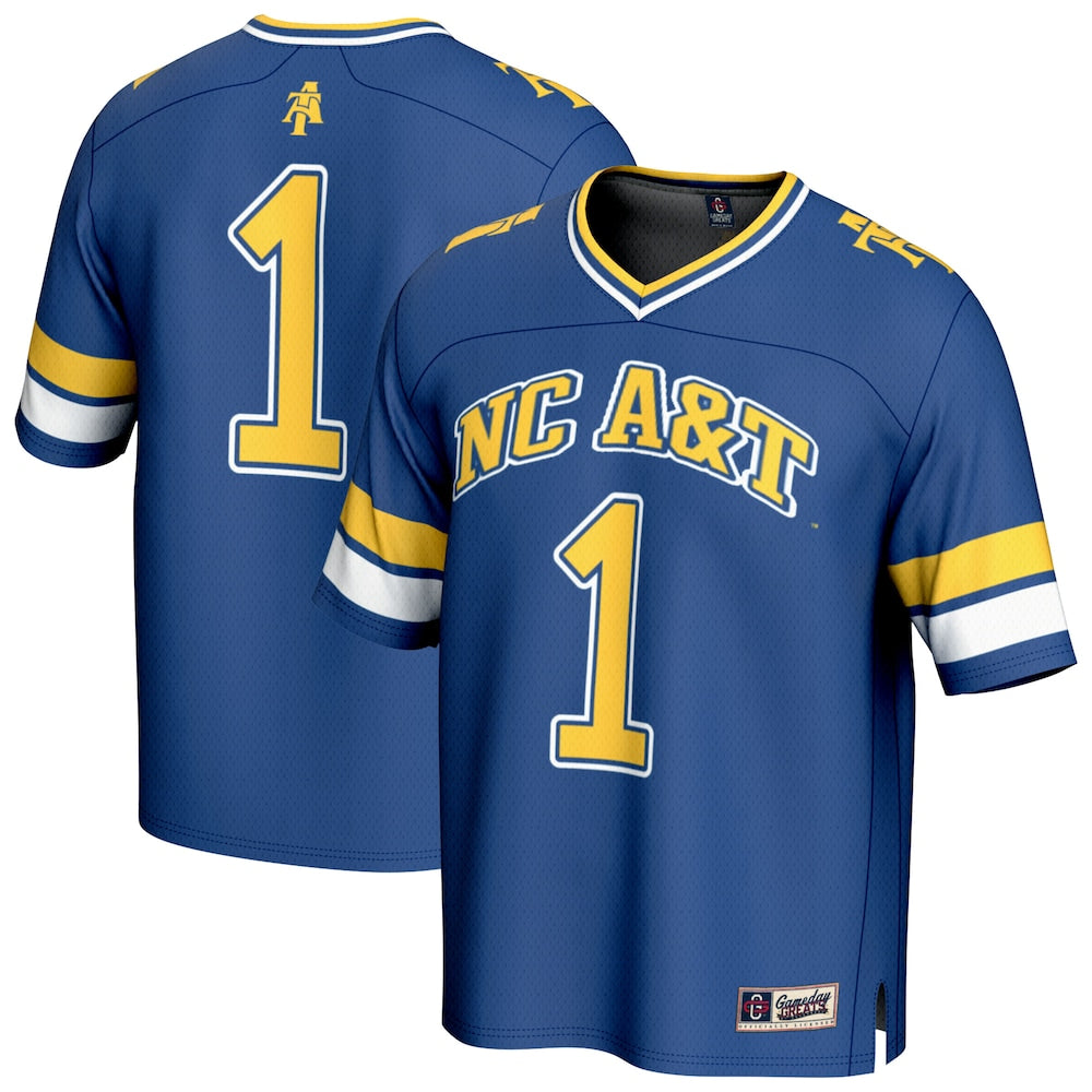 Gameday Greats 1 Navy North Carolina At Aggies Lightweight Collegiate Football Fashion Jersey - retro stitched football jersey for Gameday Greats fans