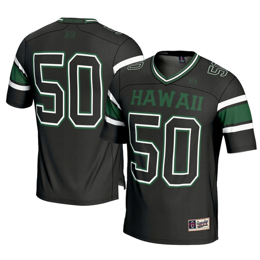 Gameday Greats 1 Black Hawaii Rainbow Warriors Football Jersey - retro stitched football jersey for Gameday Greats fans