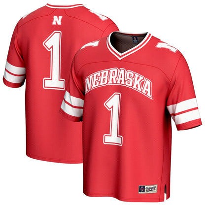 Gameday Greats 1 Scarlet Nebraska Huskers Lightweight Collegiate Football Fashion Jersey - retro stitched football jersey for Gameday Greats fans