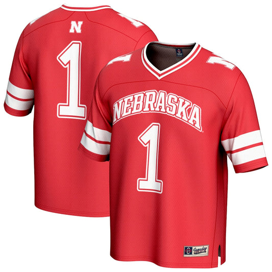 Gameday Greats 1 Scarlet Nebraska Huskers Lightweight Collegiate Football Fashion Jersey - retro stitched football jersey for Gameday Greats fans