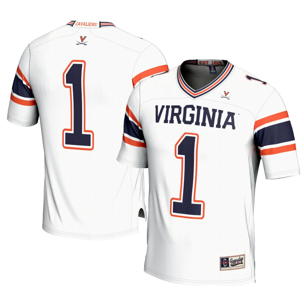 Gameday Greats 1 White Virginia Cavaliers Football Jersey - retro stitched football jersey for Gameday Greats fans