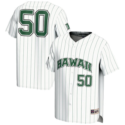 Gameday Greats 1 White Hawaii Rainbow Warriors Lightweight Baseball Jersey - retro stitched baseball jersey for Gameday Greats fans