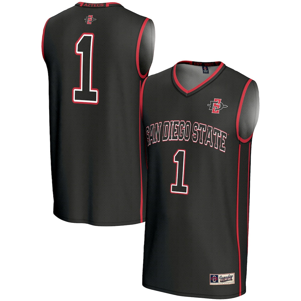 Gameday Greats 1 Black San Diego State Aztecs Lightweight Basketball Fashion Jersey - retro stitched basketball jersey for Gameday Greats fans