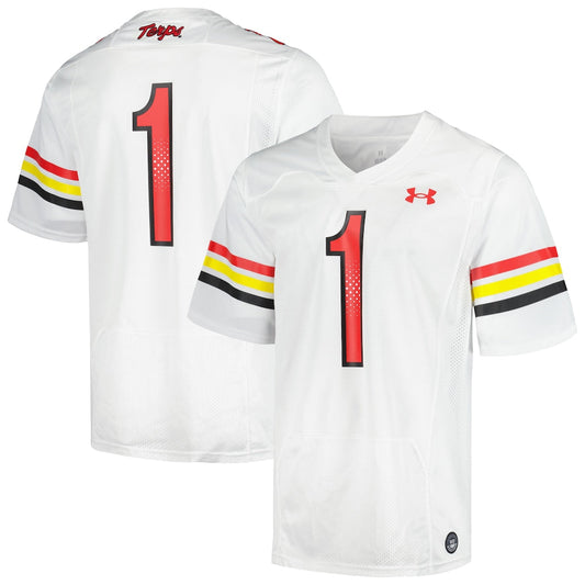 1 White Maryland Terrapins Replica Football Jersey - retro stitched football jersey for 1 White fans