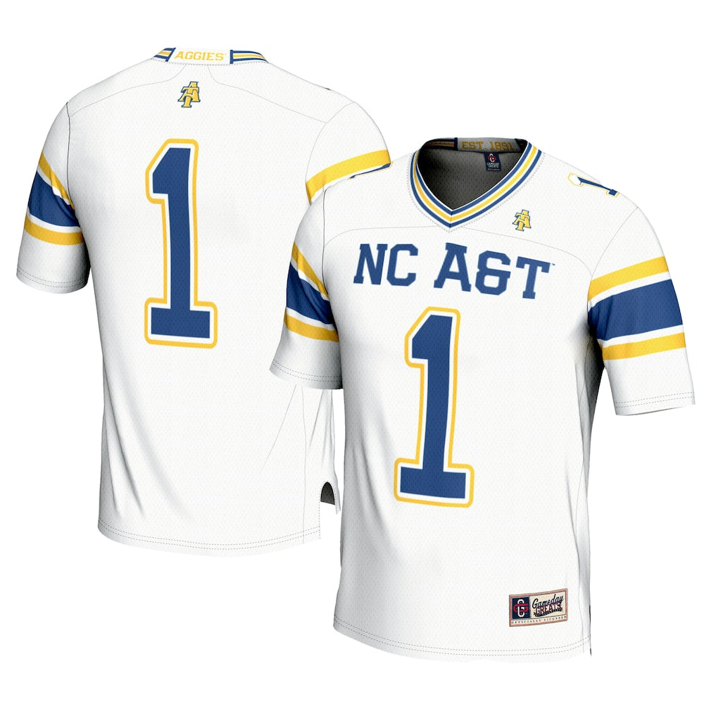 Gameday Greats 1 White North Carolina At Aggies Football Jersey - retro stitched football jersey for Gameday Greats fans