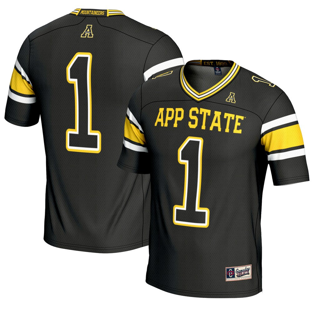 Gameday Greats 1 Black Appalachian State Mountaineers Endzone Football Jersey - retro stitched football jersey for Gameday Greats fans