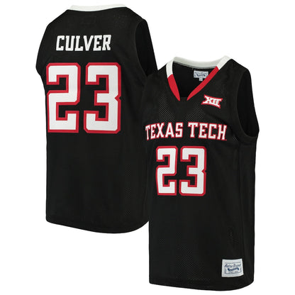 Original Retro Brand Jarrett Culver Black Texas Tech Red Raiders Alumni Basketball Jersey - retro stitched basketball jersey for Original Retro fans