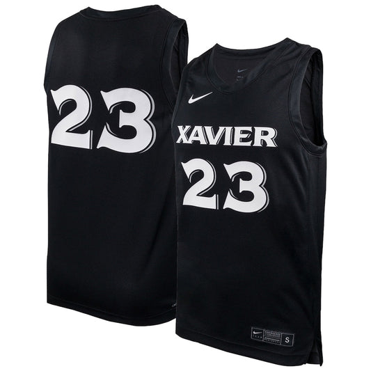23 Black Xavier Musketeers Replica Basketball Jersey - retro stitched basketball jersey for 23 Black fans