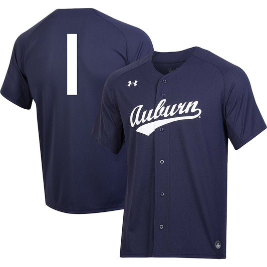 Navy Auburn Tigers Replica Baseball Jersey - retro stitched baseball jersey for Navy Auburn fans