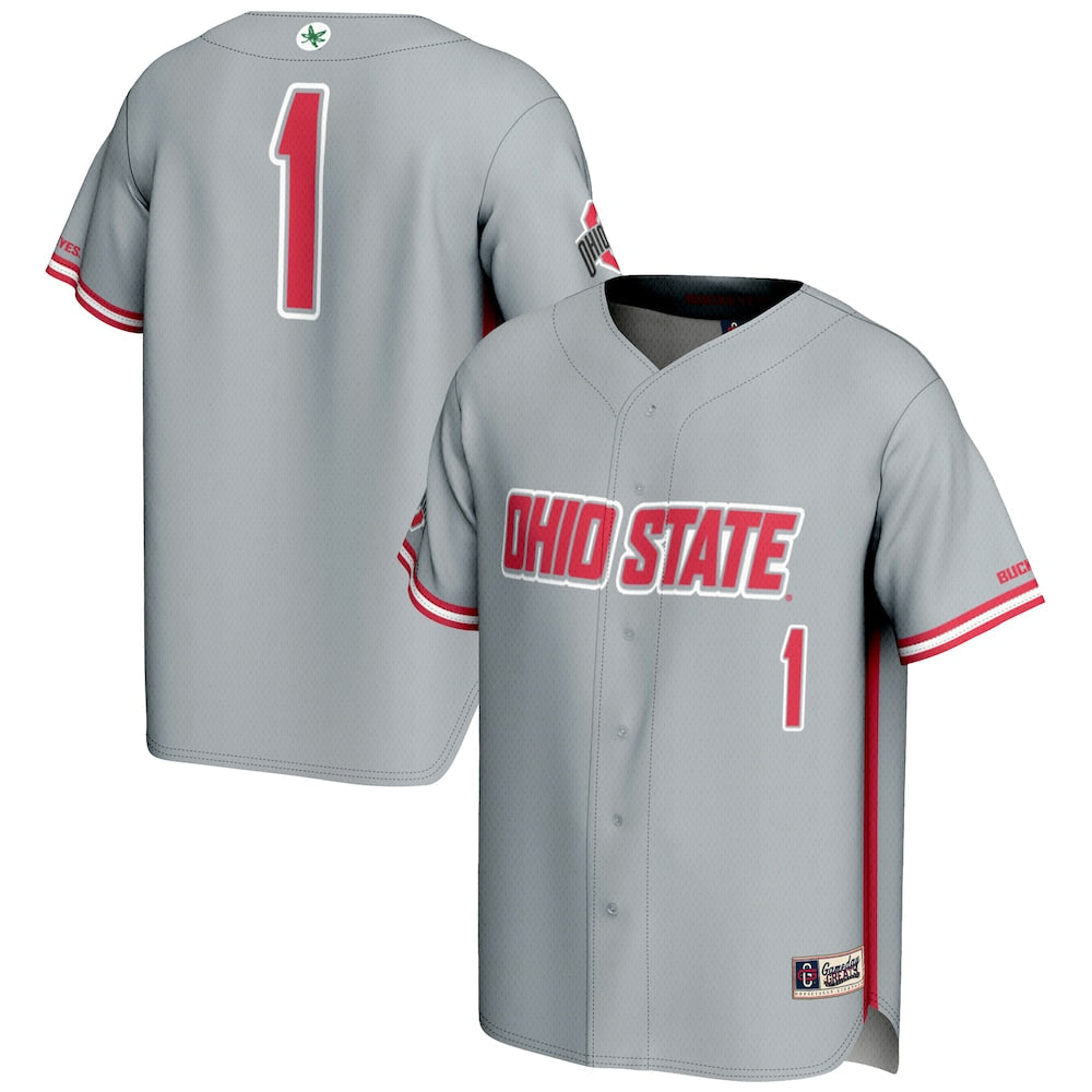 Gameday Greats 1 Gray Ohio State Buckeyes Lightweight Baseball Jersey - retro stitched baseball jersey for Gameday Greats fans