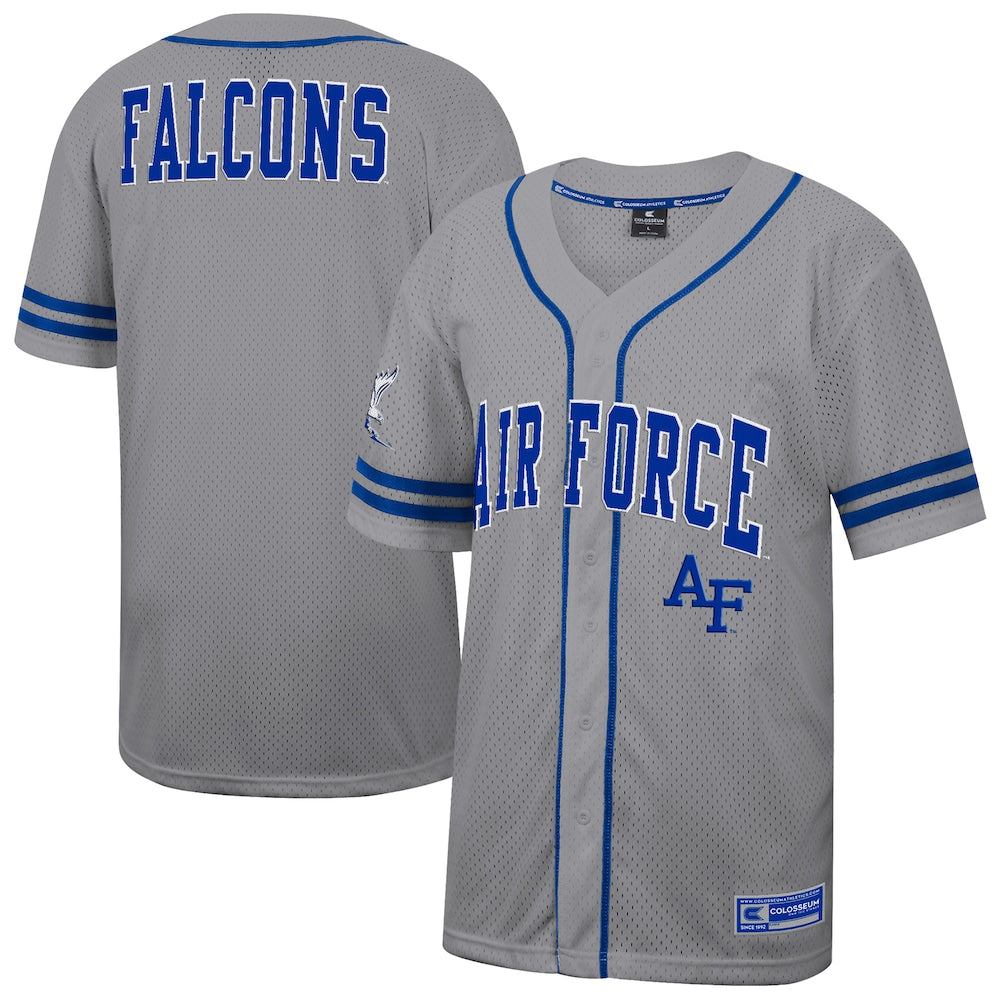 Colosseum Gray Air Force Falcons Free Spirited Baseball Jersey - retro stitched baseball jersey for Colosseum Gray fans