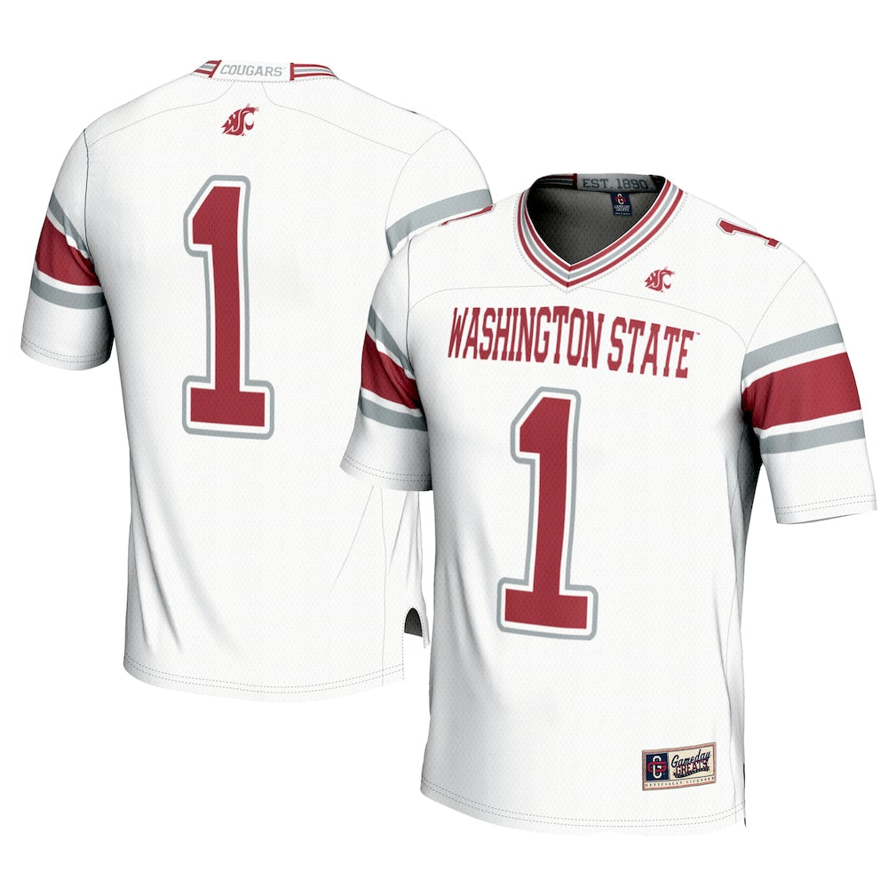 Gameday Greats 1 White Washington State Cougars Football Jersey - retro stitched football jersey for Gameday Greats fans