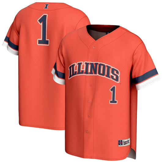 Gameday Greats 1 Orange Illinois Fighting Illini Collegiate Baseball Fashion Jersey - retro stitched baseball jersey for Gameday Greats fans