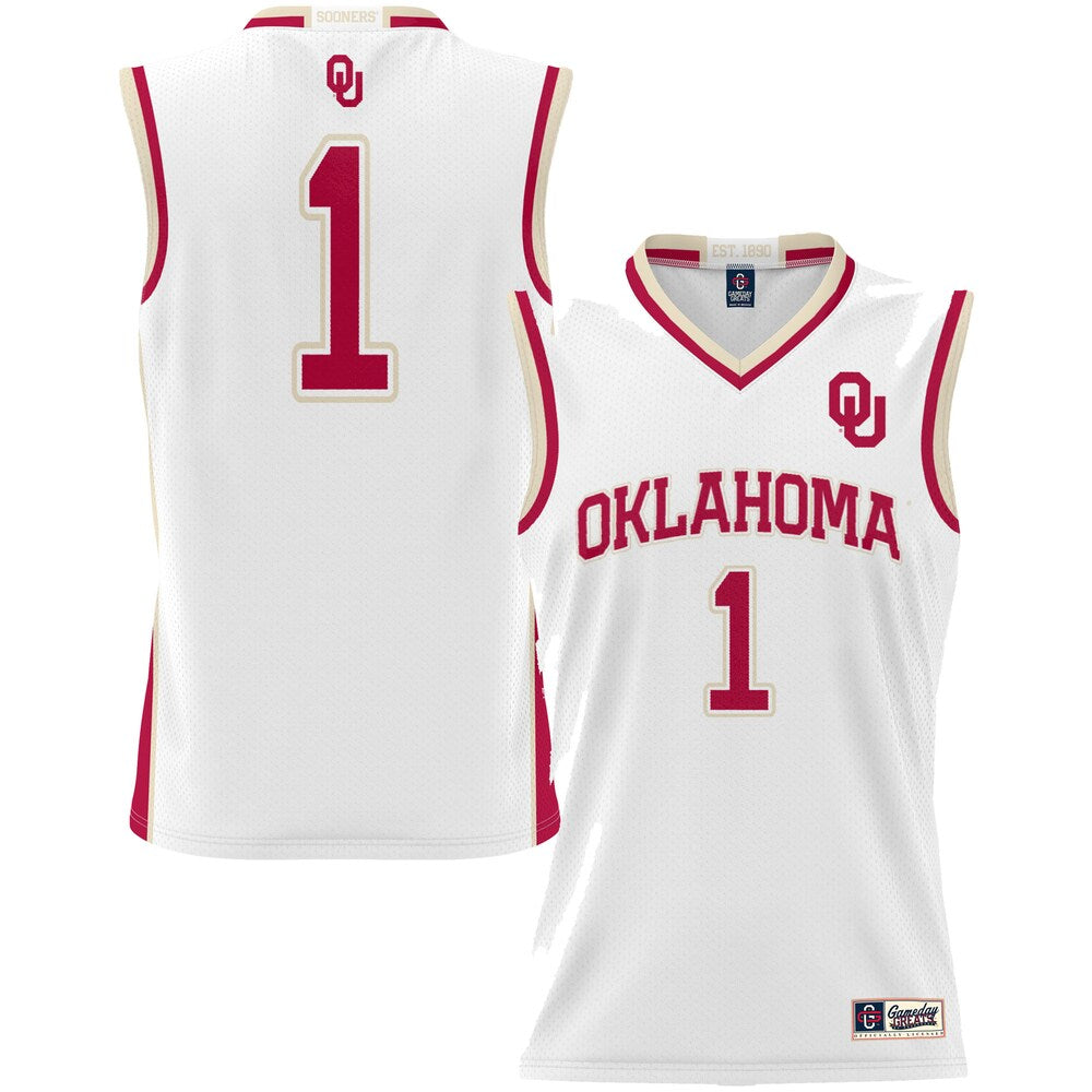Gameday Greats 1 White Oklahoma Sooners Lightweight Basketball Jersey - retro stitched basketball jersey for Gameday Greats fans