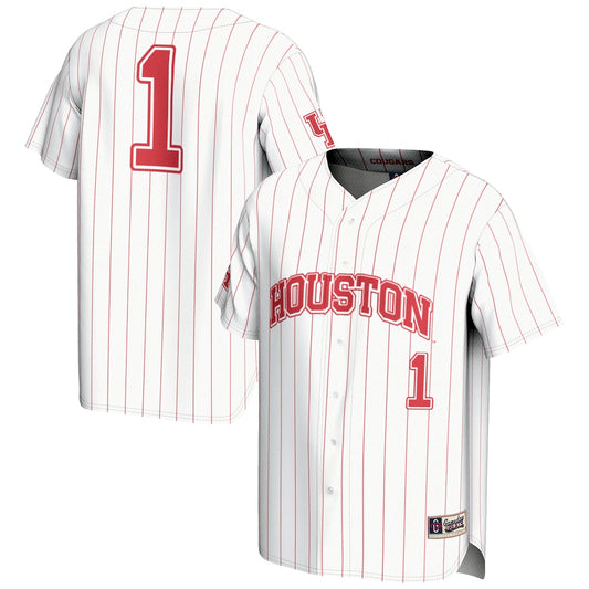 Gameday Greats 1 White Houston Cougars Lightweight Baseball Jersey - retro stitched baseball jersey for Gameday Greats fans