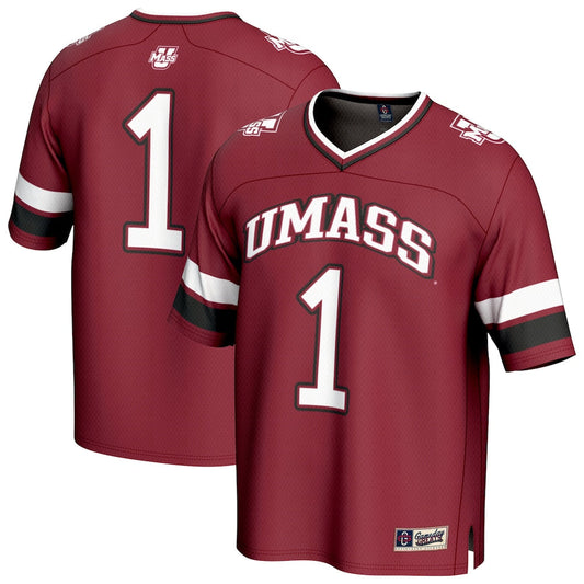 Gameday Greats 1 Maroon Umass Minutemen Lightweight Collegiate Football Fashion Jersey - retro stitched football jersey for Gameday Greats fans