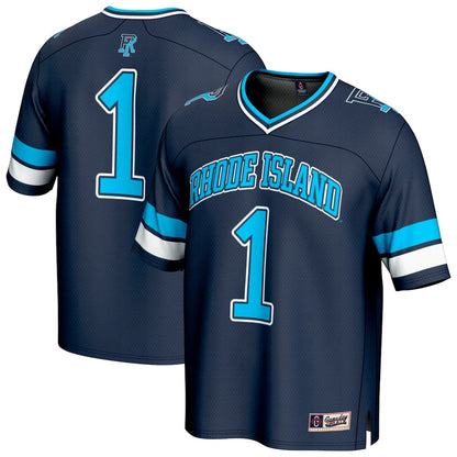 Gameday Greats 1 Navy Rhode Island Rams Football Fashion Jersey - retro stitched football jersey for Gameday Greats fans