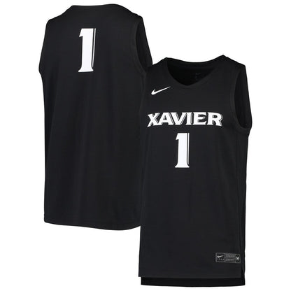 1 Black Xavier Musketeers Team Replica Basketball Jersey - retro stitched basketball jersey for 1 Black fans