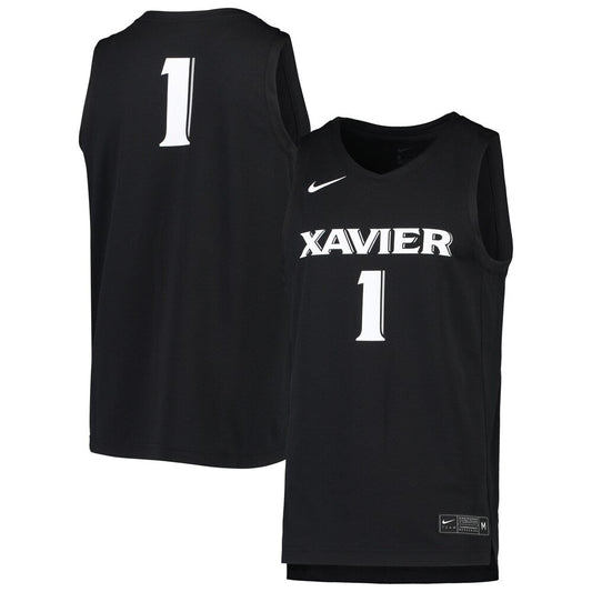 1 Black Xavier Musketeers Team Replica Basketball Jersey - retro stitched basketball jersey for 1 Black fans