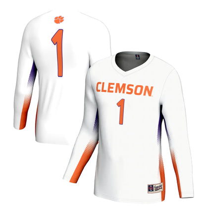 Gameday Greats 1 White Clemson Tigers Lightweight Volleyball Jersey - retro stitched jersey jersey for Gameday Greats fans