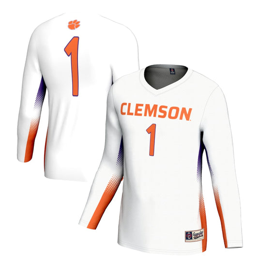 Gameday Greats 1 White Clemson Tigers Lightweight Volleyball Jersey - retro stitched jersey jersey for Gameday Greats fans