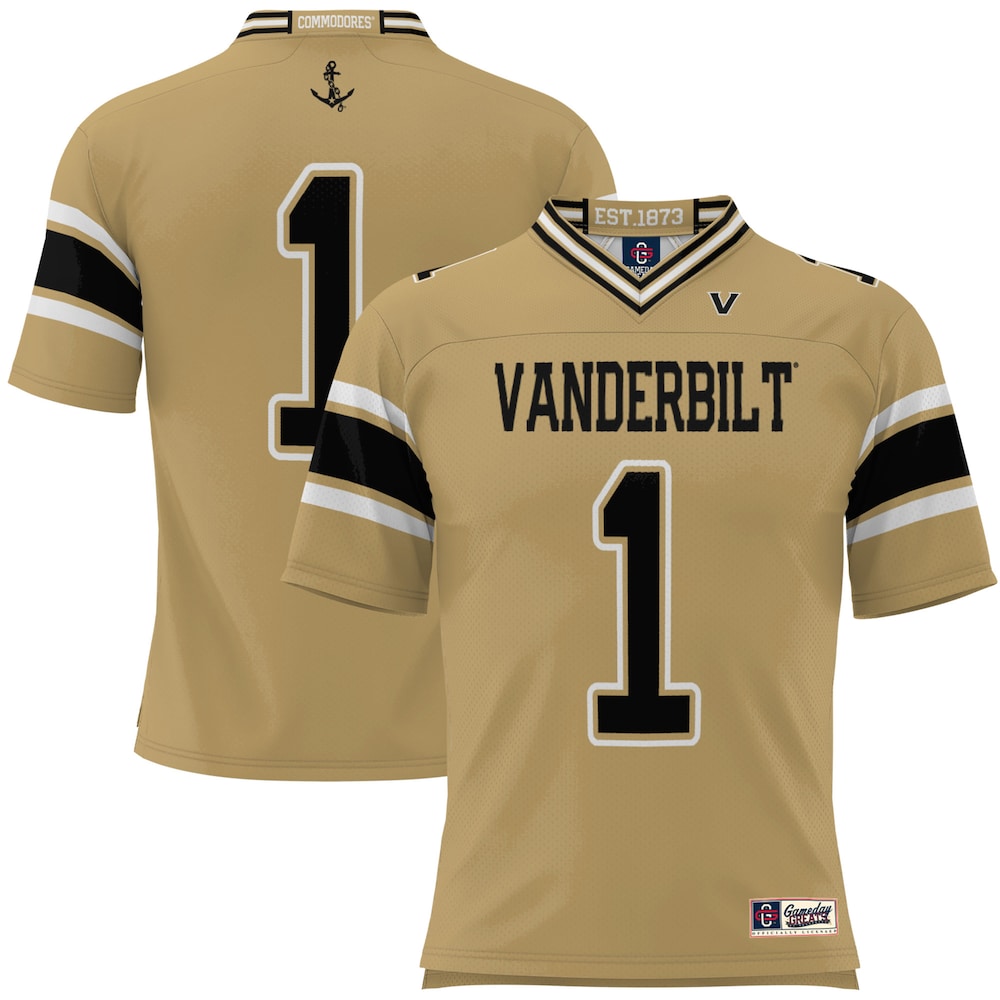 Gameday Greats 1 Gold Vanderbilt Commodores Football Jersey - retro stitched football jersey for Gameday Greats fans